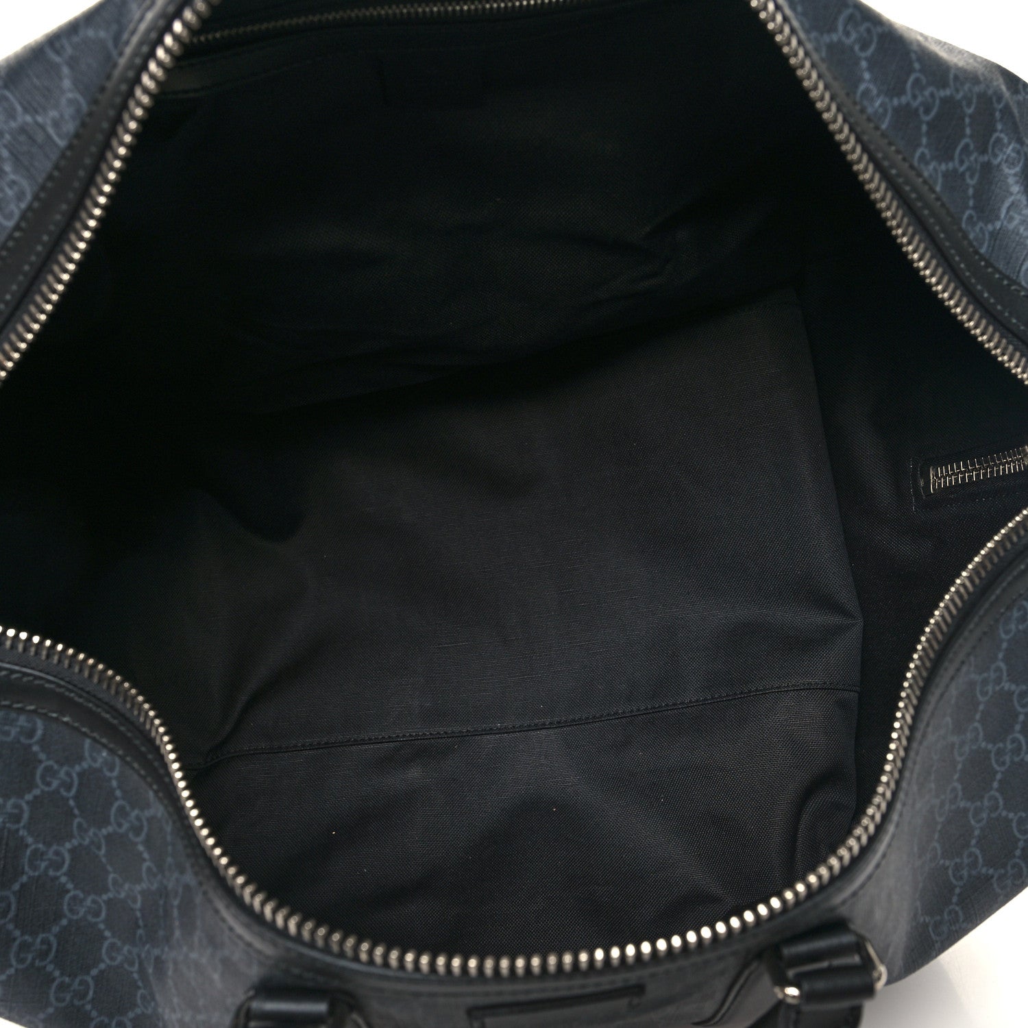 Gucci Soft GG Supreme Monogram Appia Calfskin Web Large Carry On Duffle Bag Black Grey 4 of 13