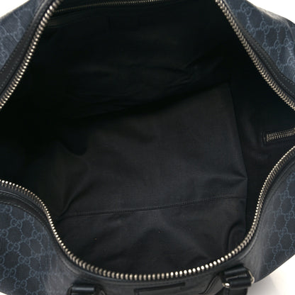 Gucci Soft GG Supreme Monogram Appia Calfskin Web Large Carry On Duffle Bag Black Grey 4 of 13