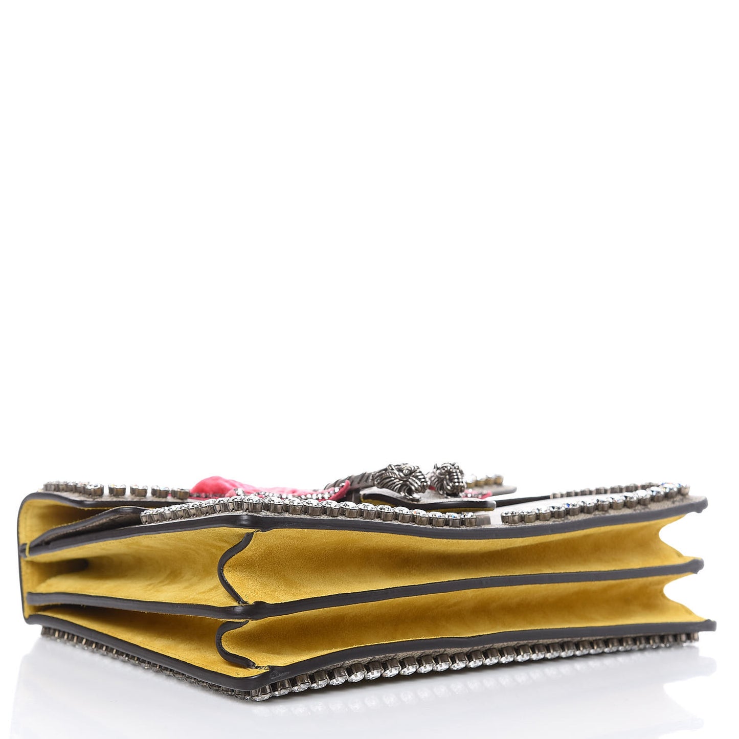 GG Supreme Monogram Crystal Bow Embroidered Medium Dionysus Shoulder Bag Yellow