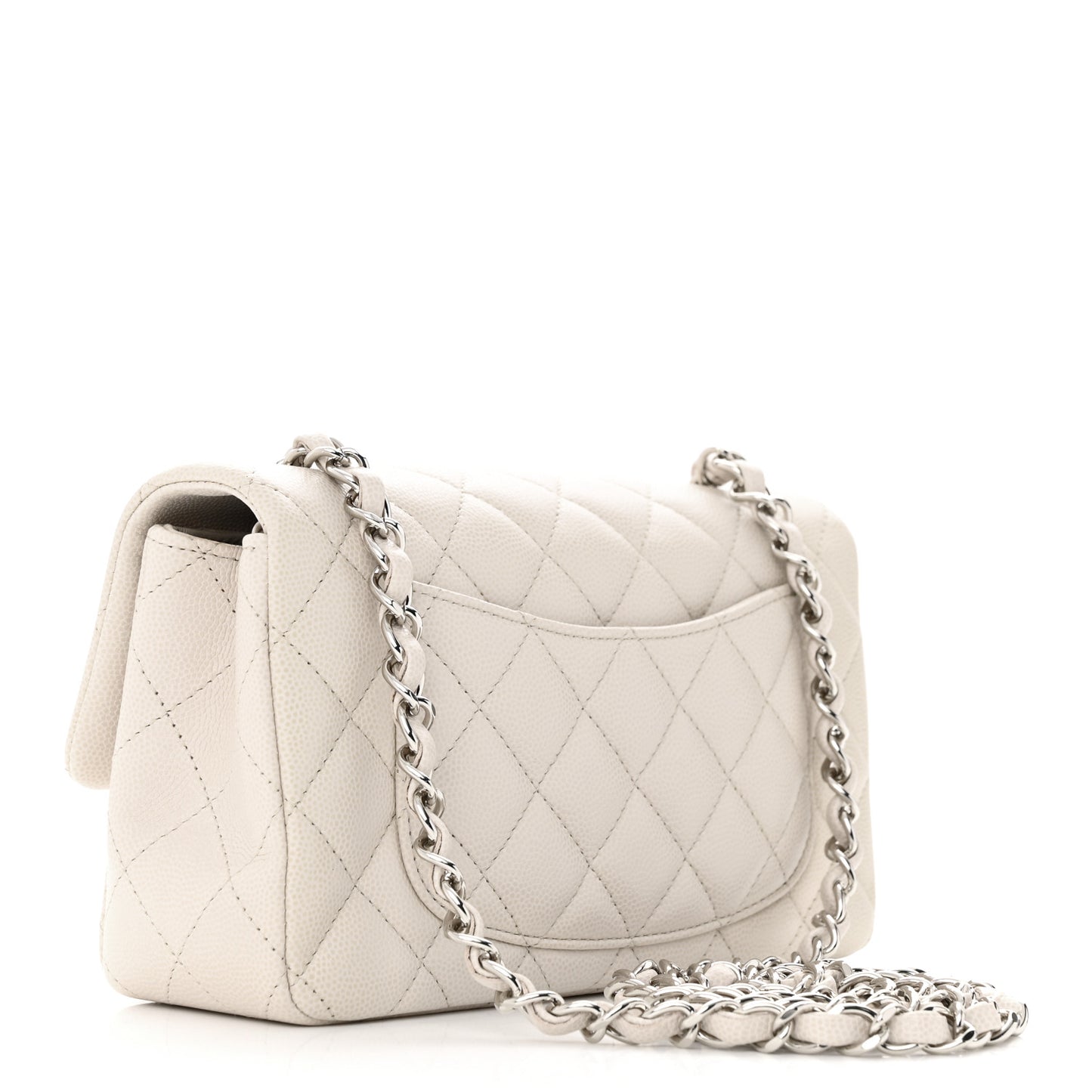 Caviar Quilted Mini Rectangular Flap Ivory