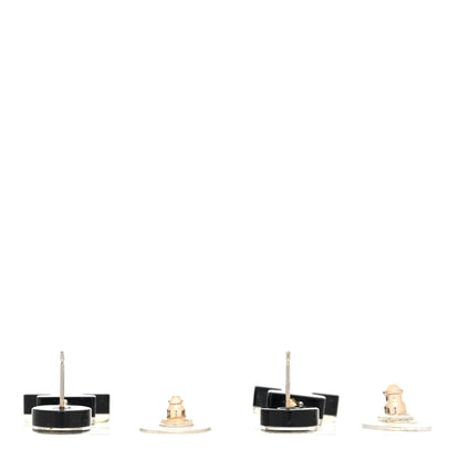 Chanel Resin Strass Perfume Bottle CC Earrings Black Gold 3 of 4