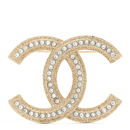 Chanel Metal Crystal Baguette CC Brooch Gold 1 of 4