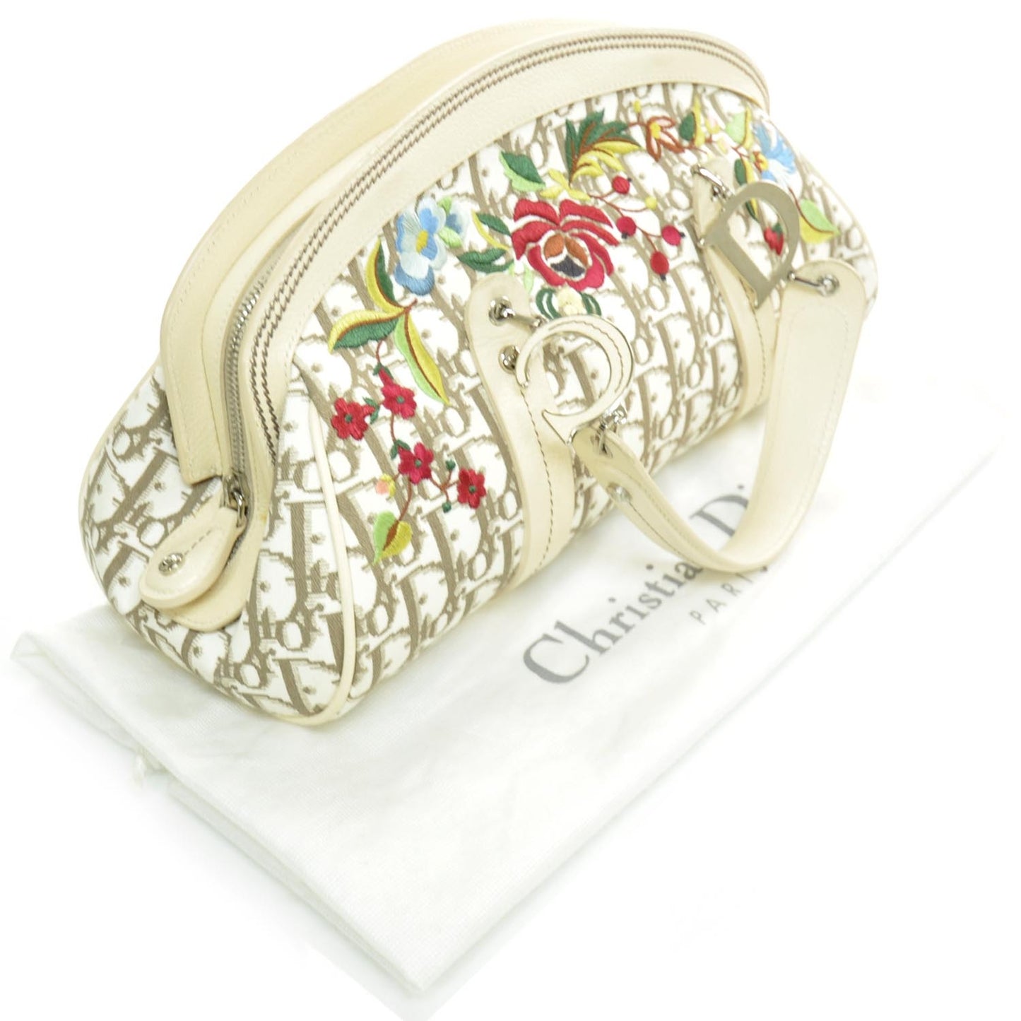 Monogram Vintage Flowers Frame Satchel