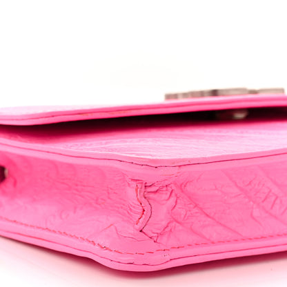 Balenciaga Shiny Goatskin Logo Embossed BB Wallet On Chain Acid Pink 8 of 12
