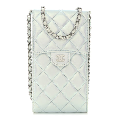 Chanel Iridescent Lambskin Quilted CC Phone Holder Blue 1 of 11