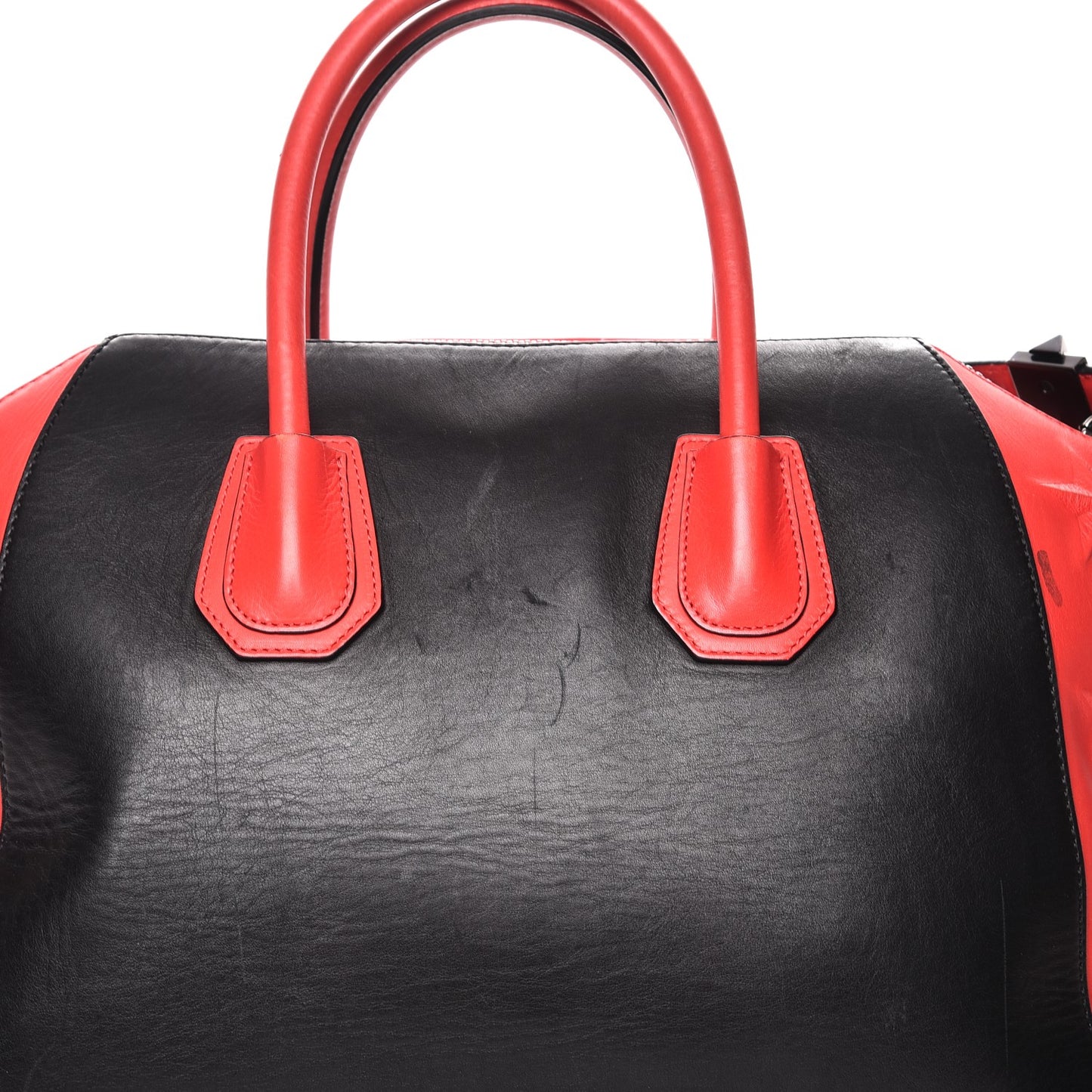 Smooth Calfskin Star Embossed Medium Antigona Black Red