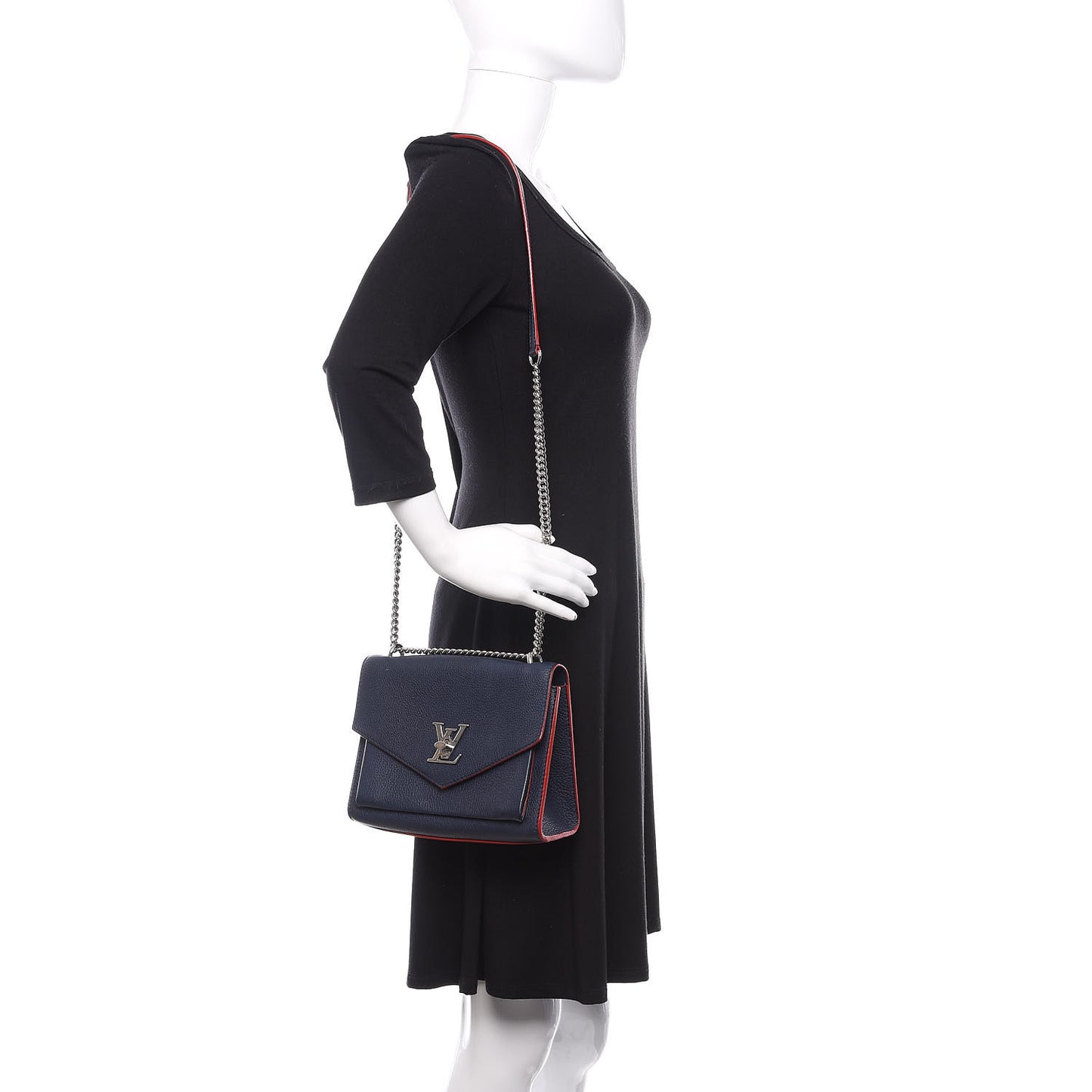 Soft Calfskin Mylockme Chain Bag BB Marine Rouge