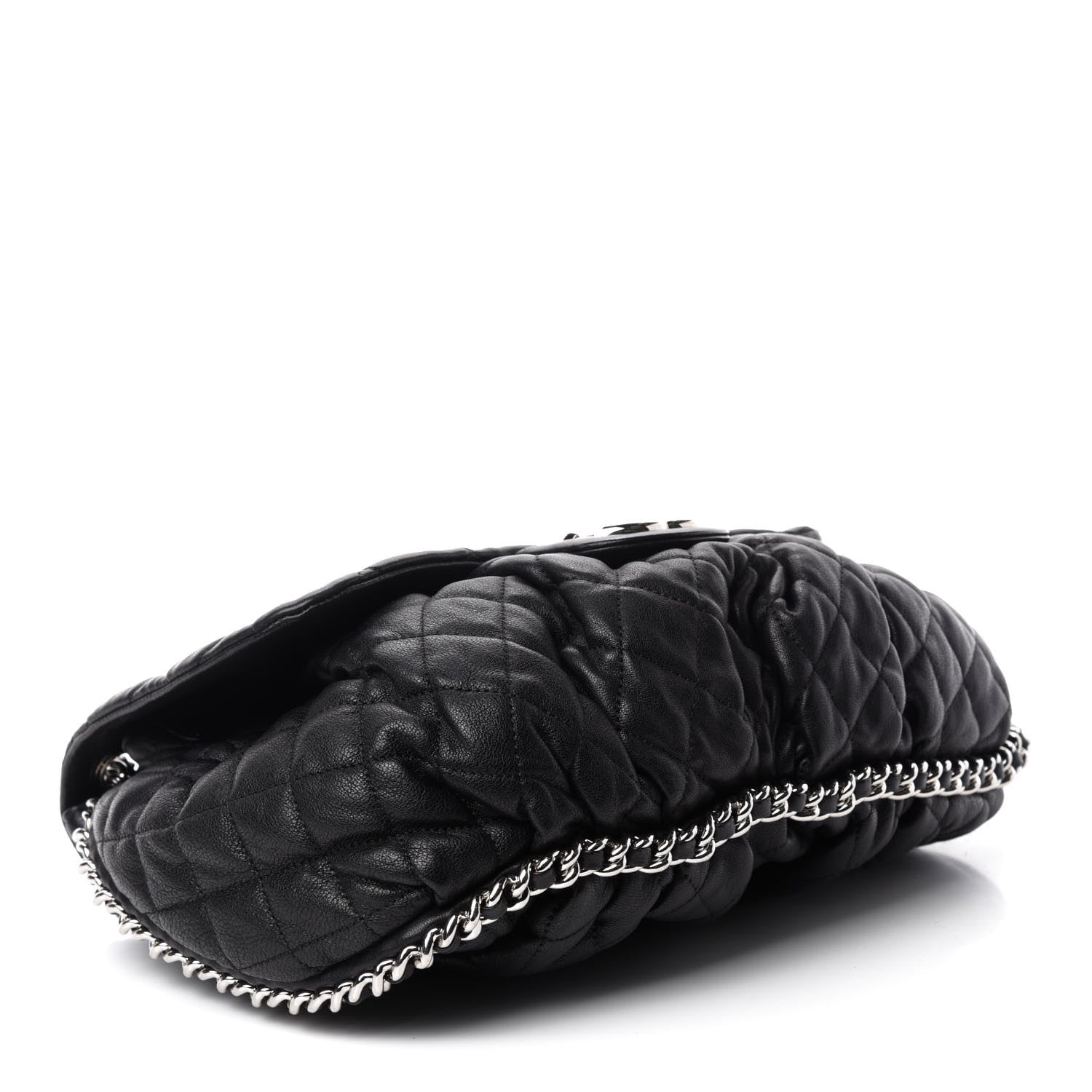 Chanel Washed Lambskin Quilted Large Chain Around Messenger Black 4 of 10