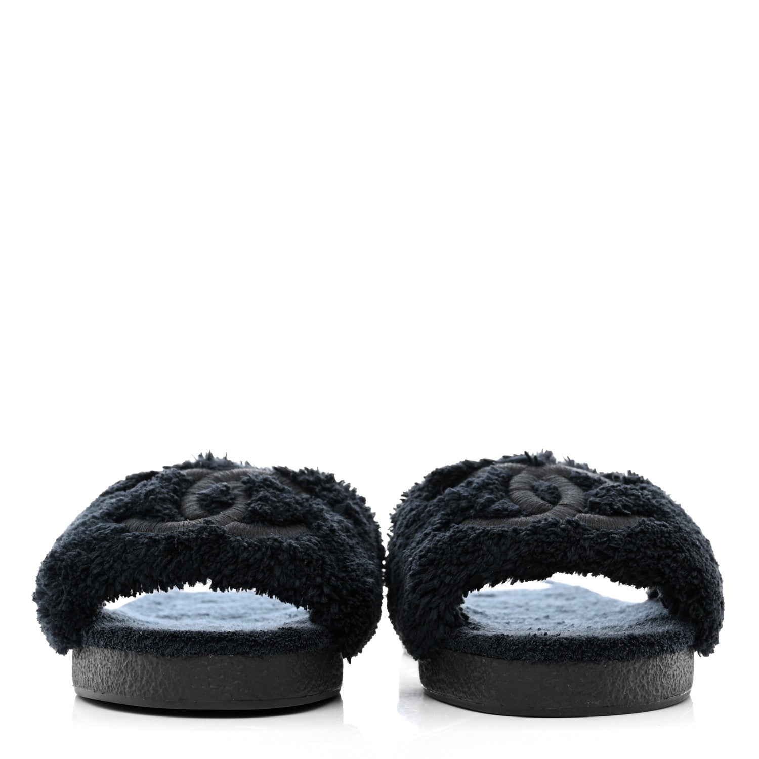 Chanel Terry CC Flat Mules Sandals 40 Navy 2 of 9