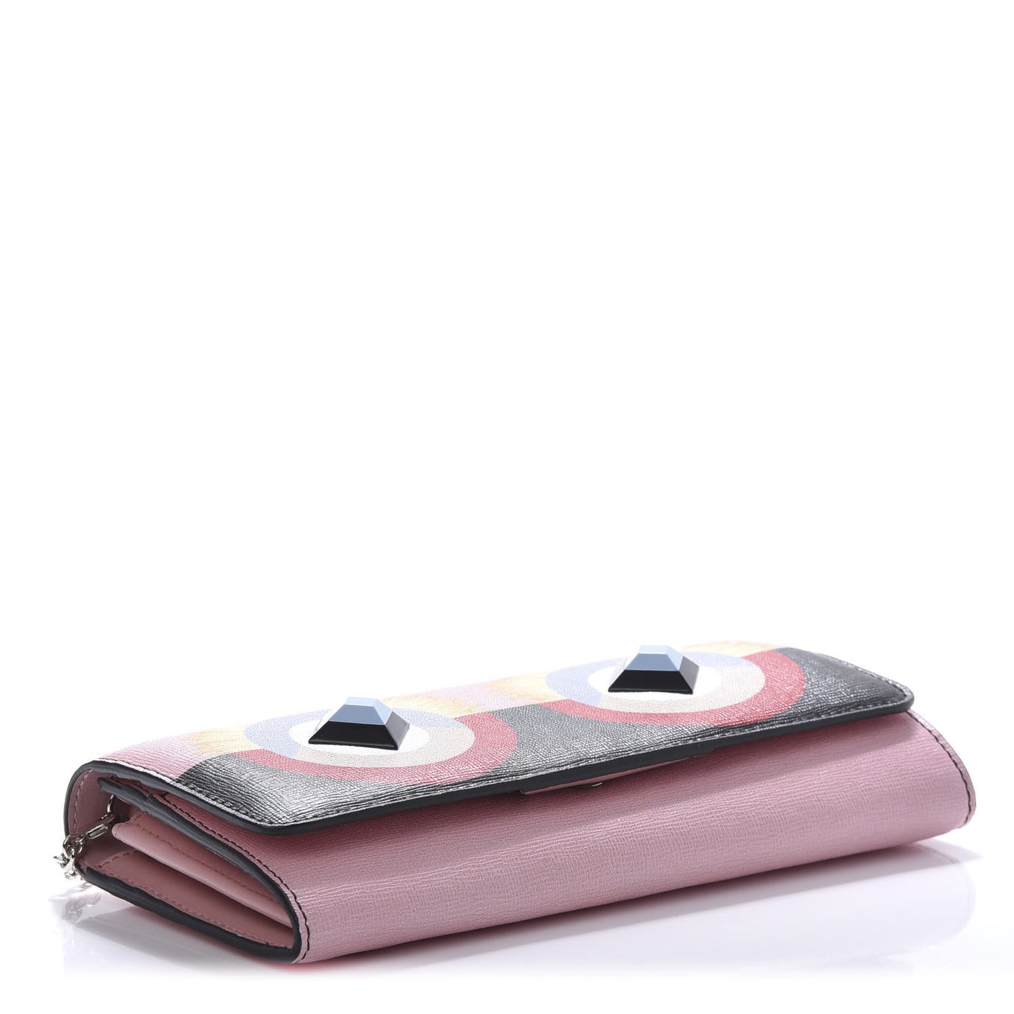 Vitello Elite Century Hypnoteyes Studded Continental Wallet On Chain Bubblegum Multicolor