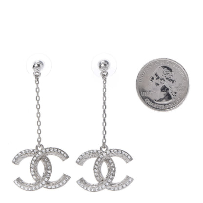 Chanel Baguette Crystal CC Drop Earrings Silver 2 of 5