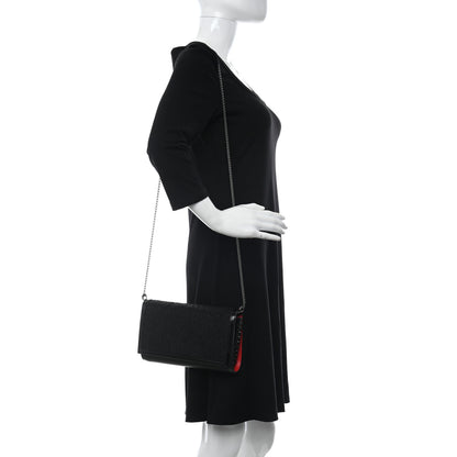 Christian Louboutin Calfskin Pailette Spikes Paloma Clutch Black 2 of 10