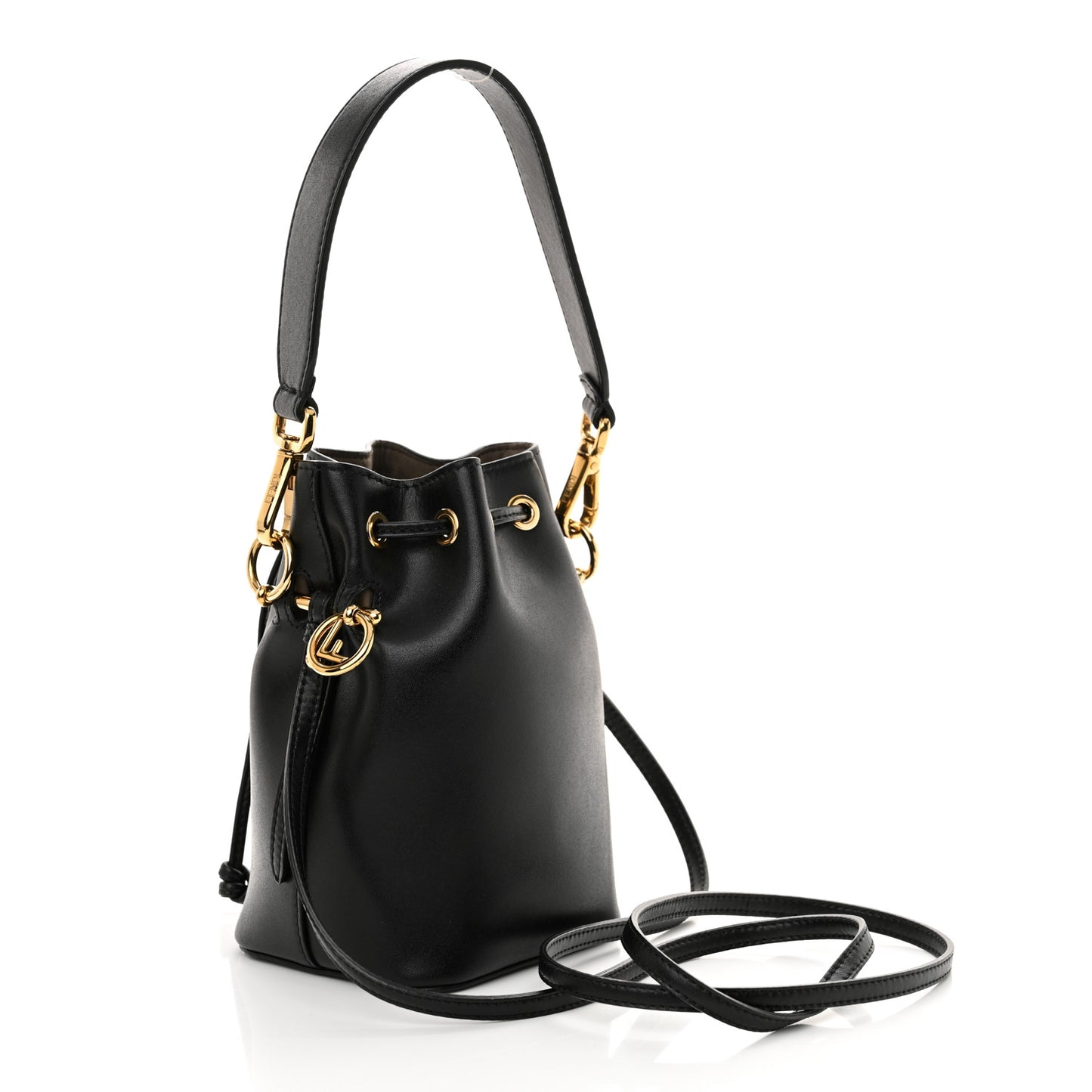 Vitello Liberty Lucido F is Fendi Mini Mon Tresor Bucket Bag Black