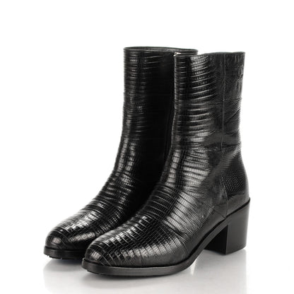 Chanel Tejus Lizard Short Boots 39.5 Black 3 of 8