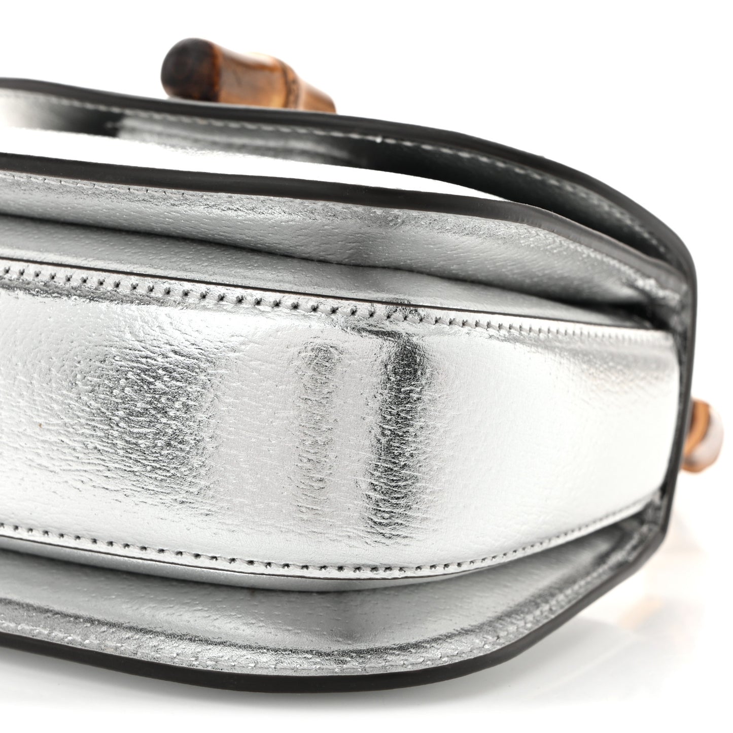 Boarded Dyana Lux Calfskin Mini Bamboo 1947 Top Handle Bag Silver