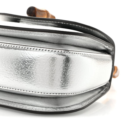 Gucci Boarded Dyana Lux Calfskin Mini Bamboo 1947 Top Handle Bag Silver 10 of 10