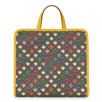 Gucci GG Supreme Monogram Hearts Childrens Tote Beige Ebony Multicolor Freesia 1 of 9