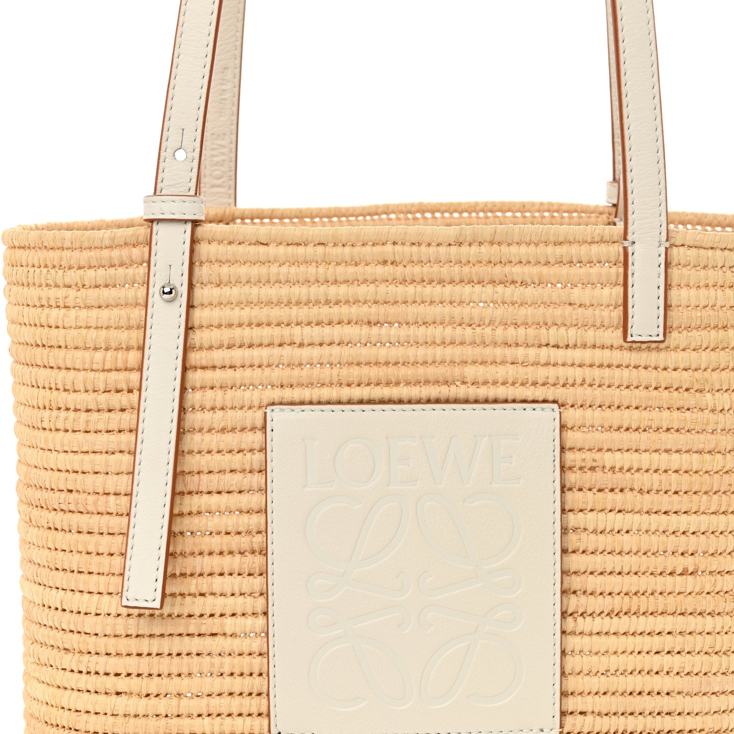 Loewe Raffia Square Small Basket Tote Bag Natural White 7 of 9