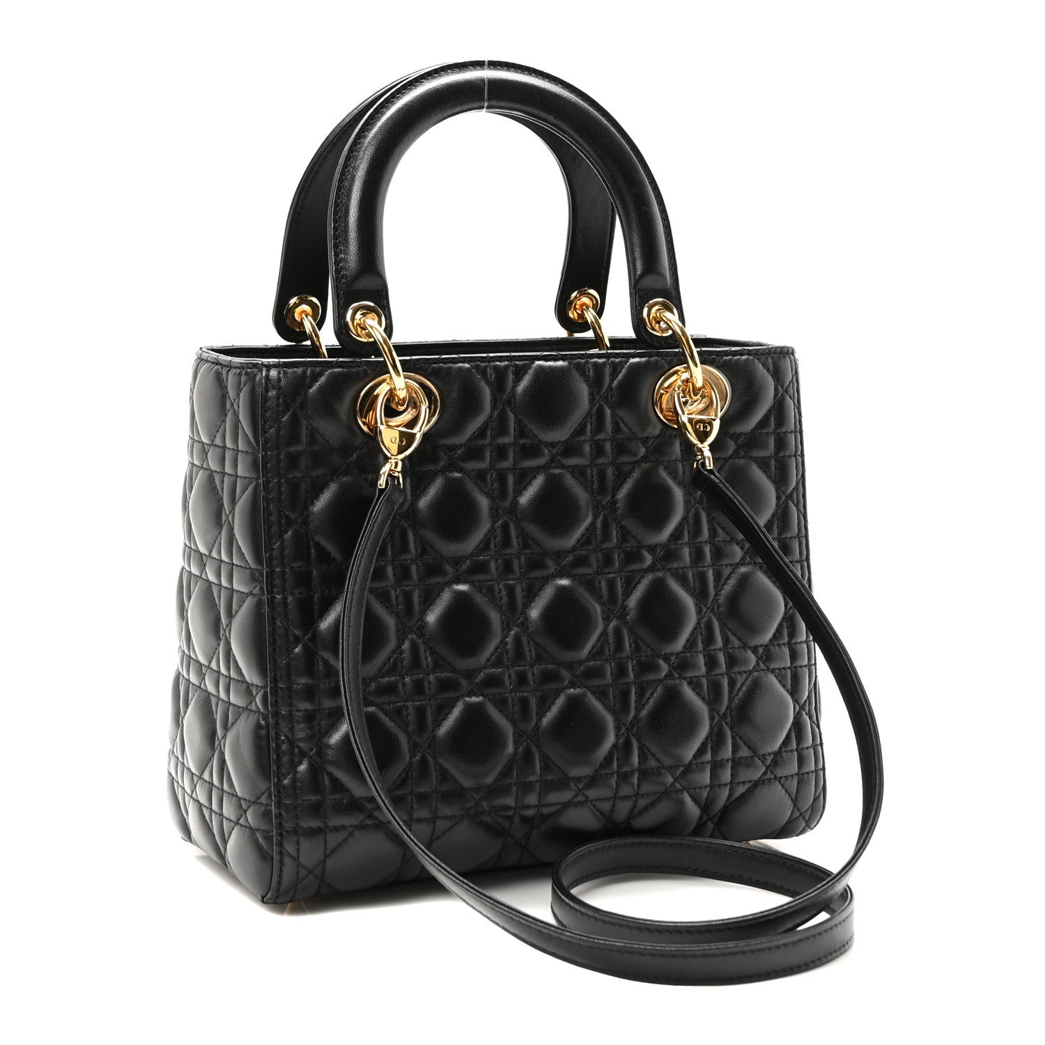 Christian Dior Lambskin Cannage Medium Lady Dior Black 3 of 10