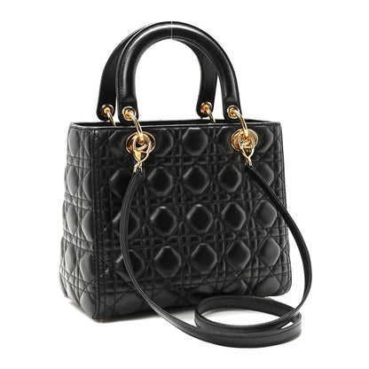 Christian Dior Lambskin Cannage Medium Lady Dior Black 3 of 10