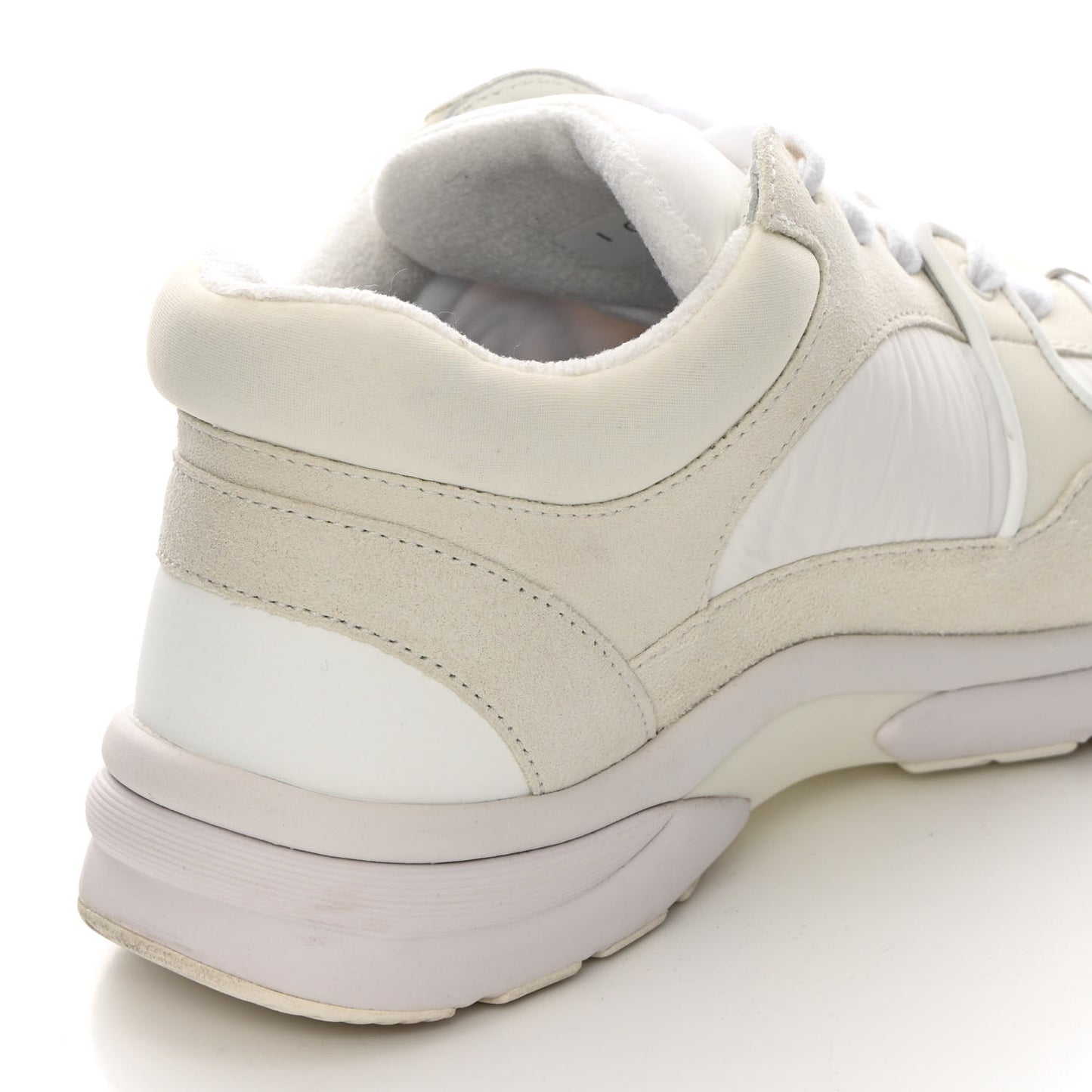 Suede Calfskin Fabric CC Sneakers 38 White