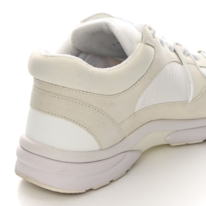 Chanel Suede Calfskin Fabric CC Sneakers 38 White 9 of 14