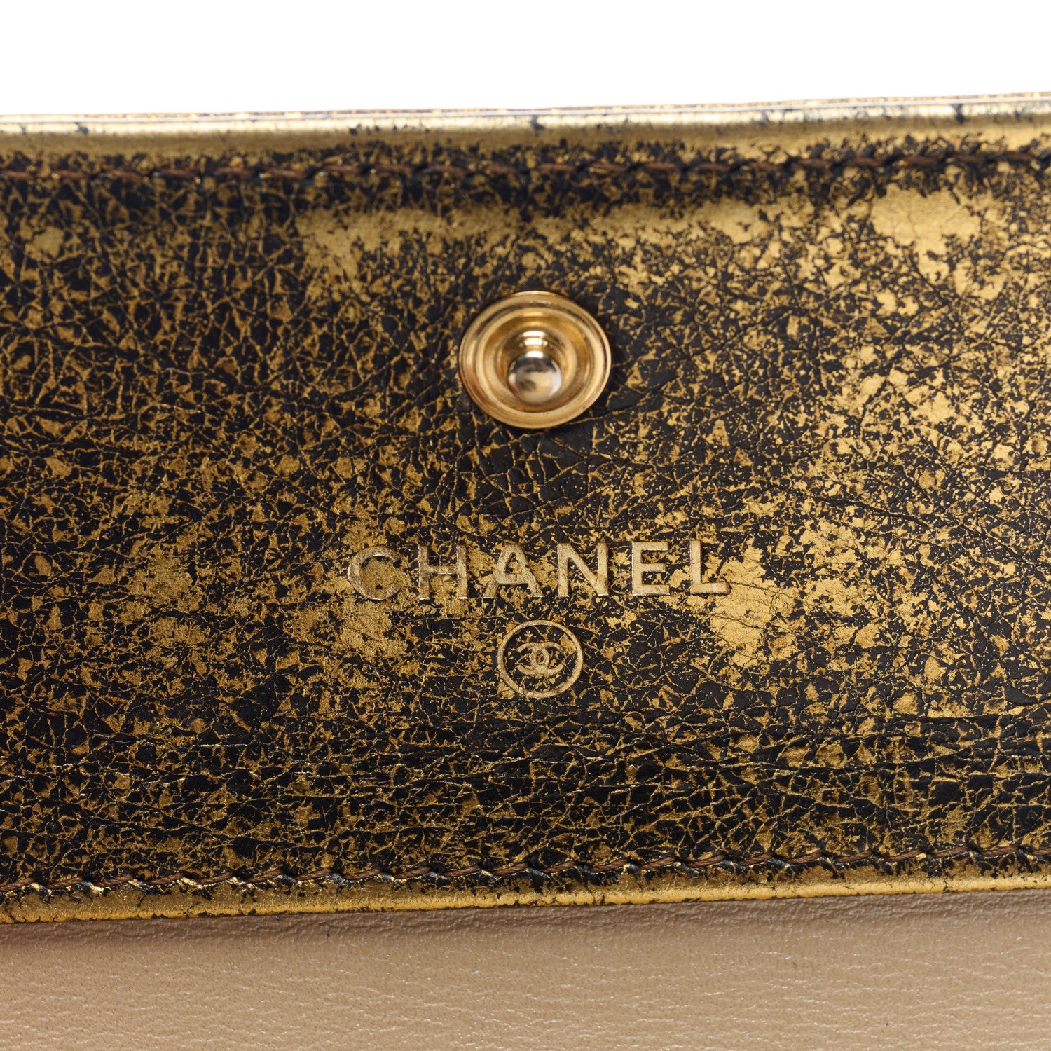 Chanel Cracked Metallic Calfskin Quilted Compact Boy Wallet Gold 6 of 7