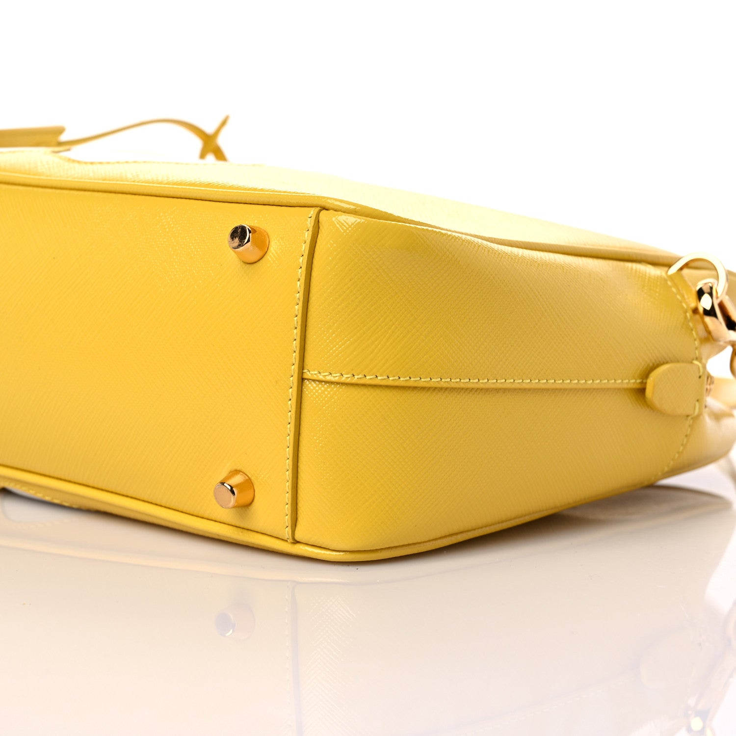 Prada Saffiano Vernice Floral Bauletto Bag Girasole 8 of 9