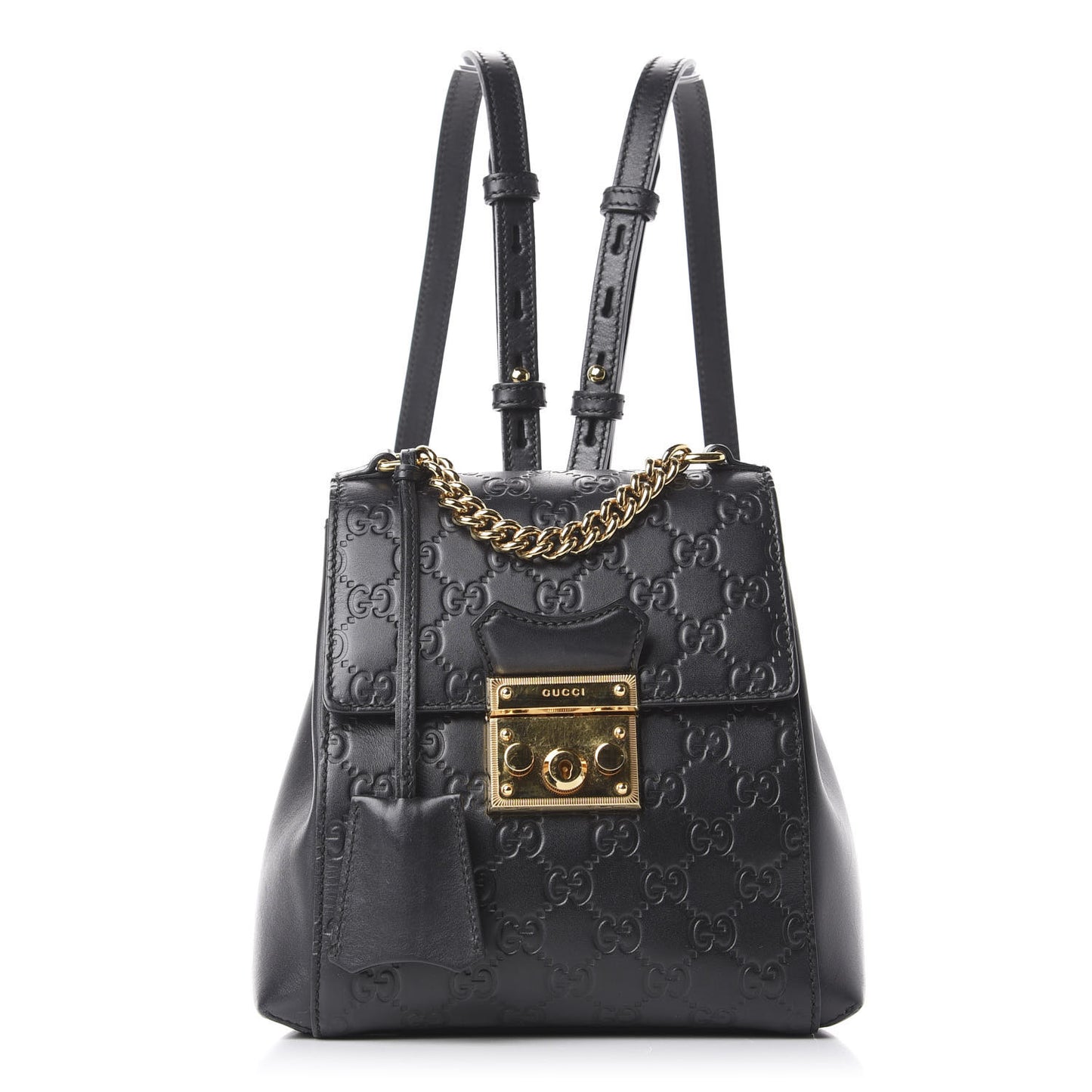 Guccissima Signature Padlock Backpack Black