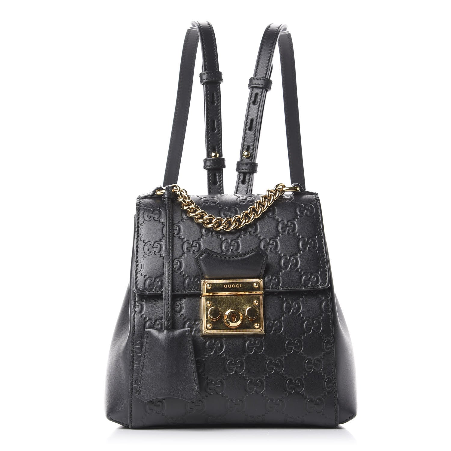 Gucci Guccissima Signature Padlock Backpack Black 1 of 9