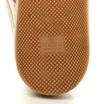 Gucci Lame GG Monogram Nubuck Web Screener Sneakers 35 Gardenia Silver Dusty Milk White 6 of 11