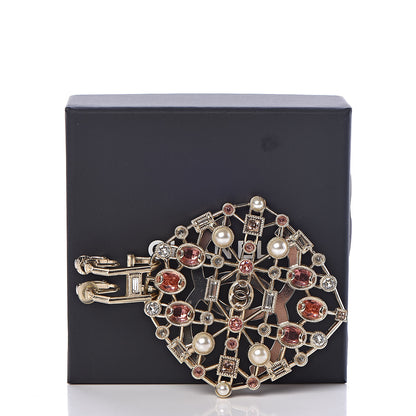Chanel Pearl Baguette Crystal CC Brooch Gold 5 of 5