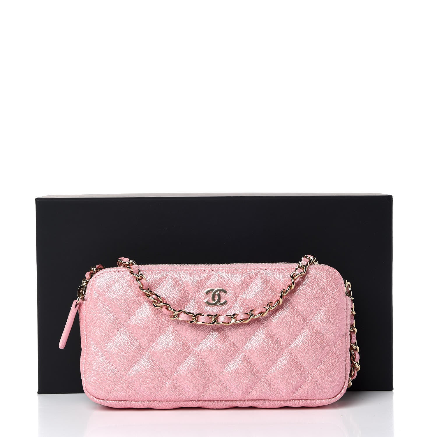 Chanel Iridescent Caviar Quilted Small Clutch With Chain Pink 13 of 13