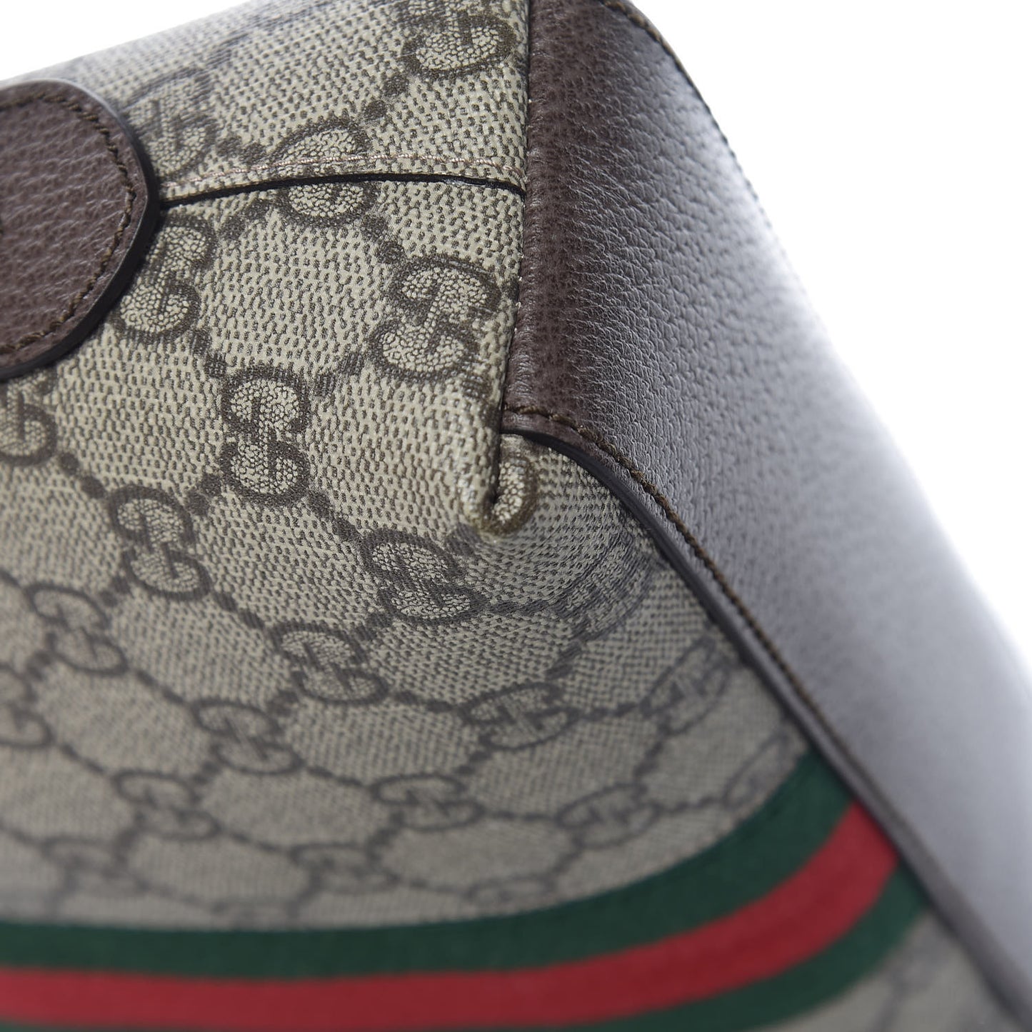 GG Supreme Monogram Textured Dollar Calfskin Web Small Ophidia Dome Shoulder Bag Beige Ebony New Acero