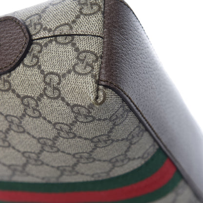 Gucci GG Supreme Monogram Textured Dollar Calfskin Web Small Ophidia Dome Shoulder Bag Beige Ebony New Acero 13 of 14