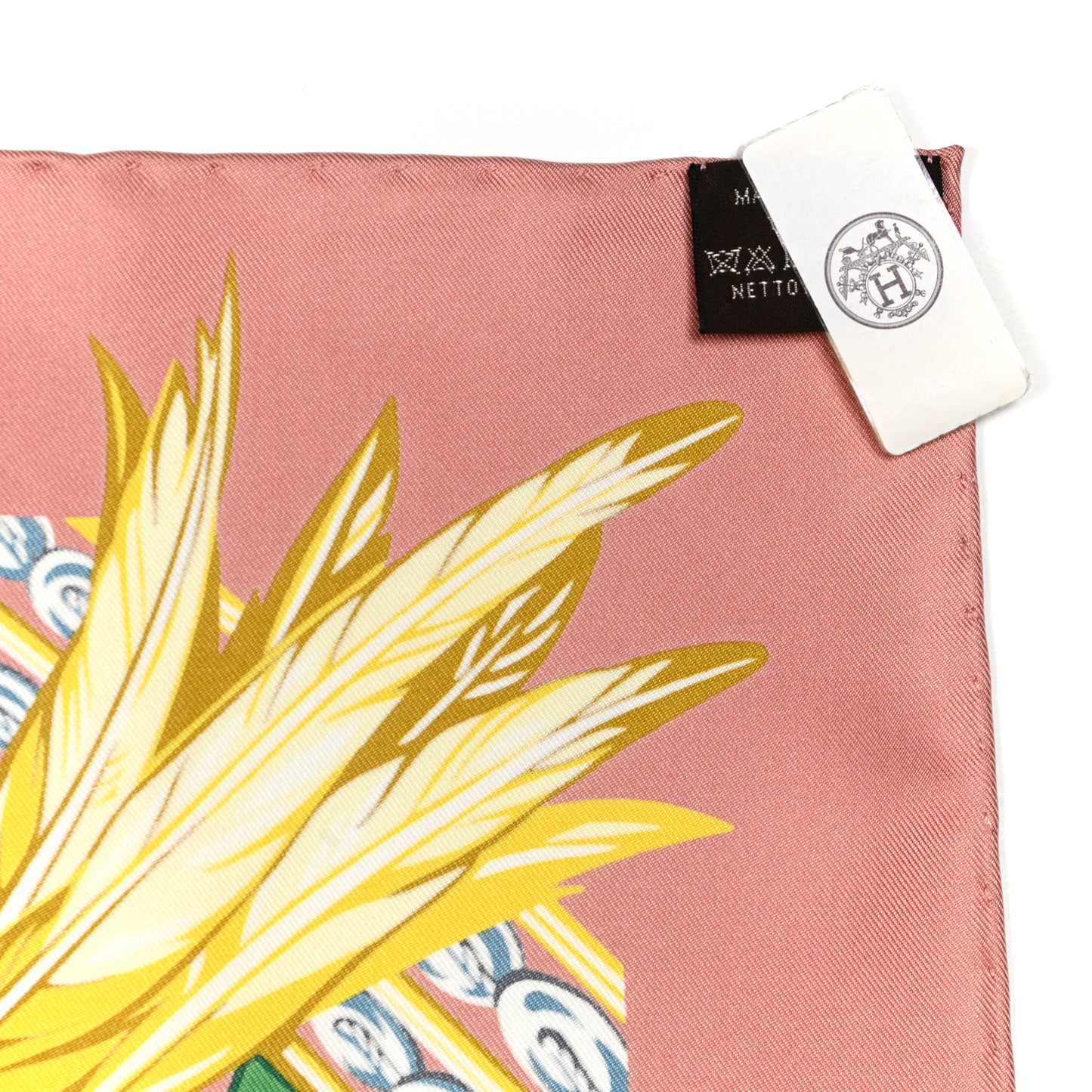 Silk Danse Pacifique Scarf 90 Vieux Rose Vert Jaune