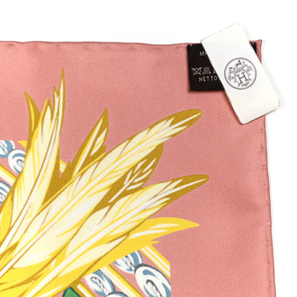 Hermes Silk Danse Pacifique Scarf 90 Vieux Rose Vert Jaune 3 of 6