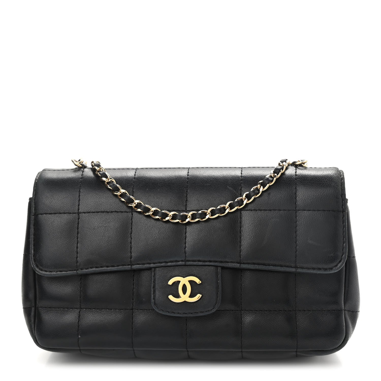 Chanel Lambskin Quilted Mini Chocolate Bar Camellia Flap Black 1 of 13