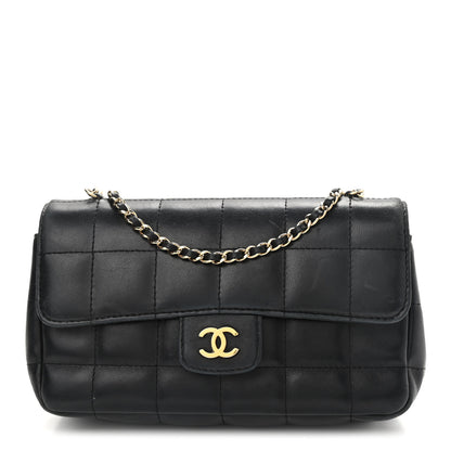 Chanel Lambskin Quilted Mini Chocolate Bar Camellia Flap Black 1 of 13