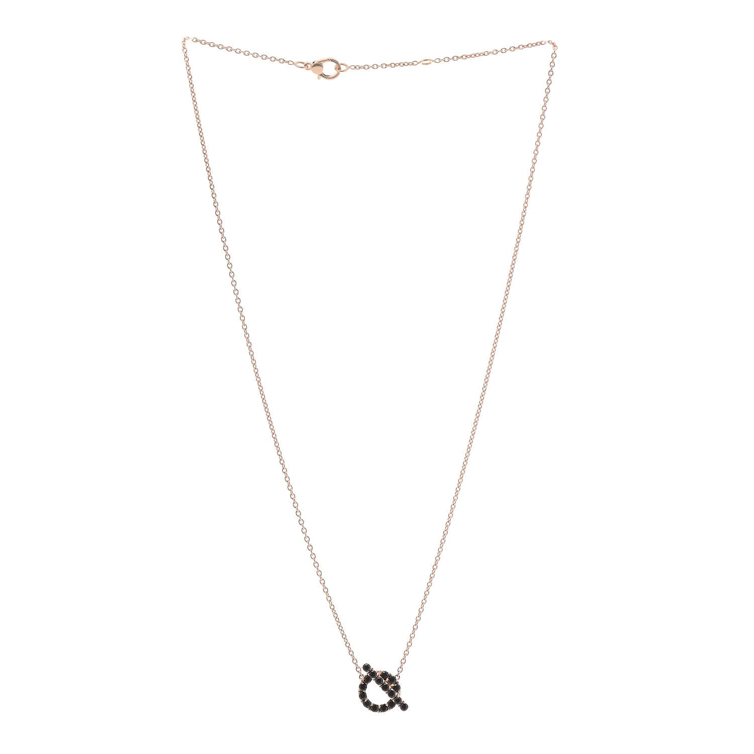 Hermes 18K Rose Gold Black Spinel Finesse Pendant Necklace 3 of 5