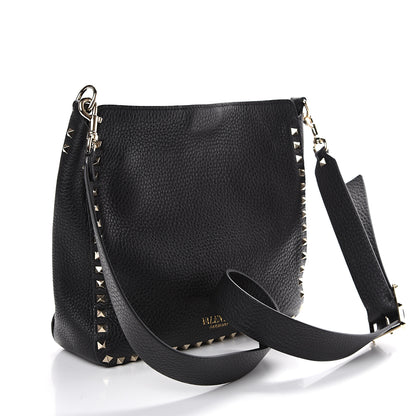 Valentino Garavani Pebbled Calfskin Small Rockstud Flip-Lock Messenger Bag Black 2 of 8
