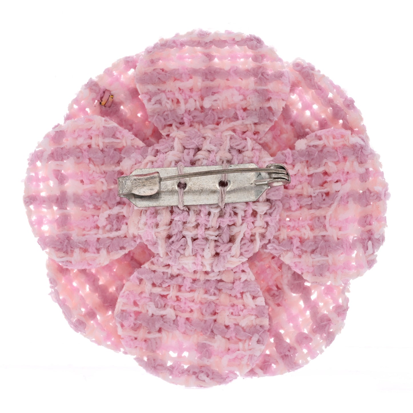 Tweed Camellia Brooch Pink White