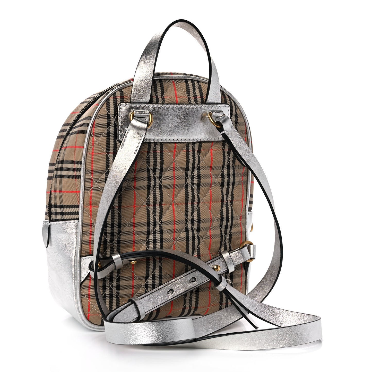 Smooth Calfskin 1983 Knight Check Link Backpack Silver
