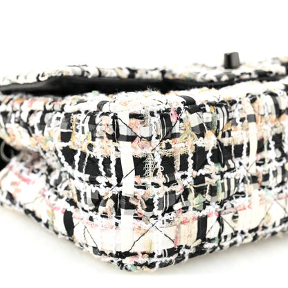 Chanel Tweed Quilted Mini Rectangular Flap White Black Multicolor 9 of 11
