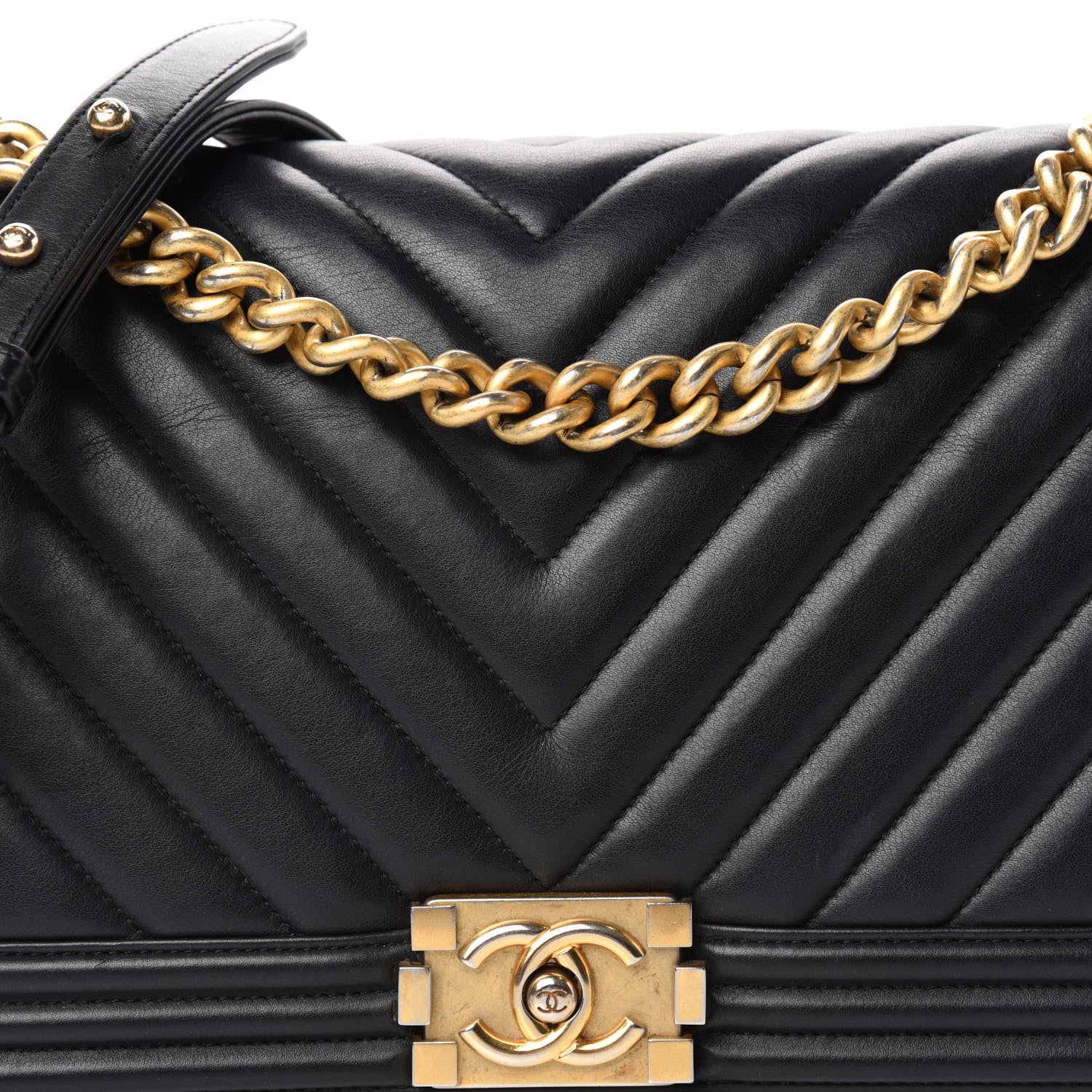 Chanel Calfskin Chevron Quilted New Medium Boy Flap Black 10 of 10