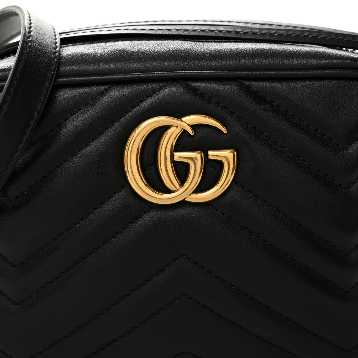 Gucci Calfskin Matelasse Mini GG Marmont Chain Shoulder Bag Black 8 of 11