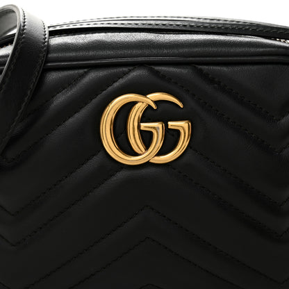 Gucci Calfskin Matelasse Mini GG Marmont Chain Shoulder Bag Black 8 of 11