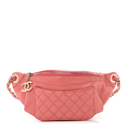 Chanel Crumpled Glazed Lambskin Quilted Waist Bag Fanny Pack Pink 1 of 7