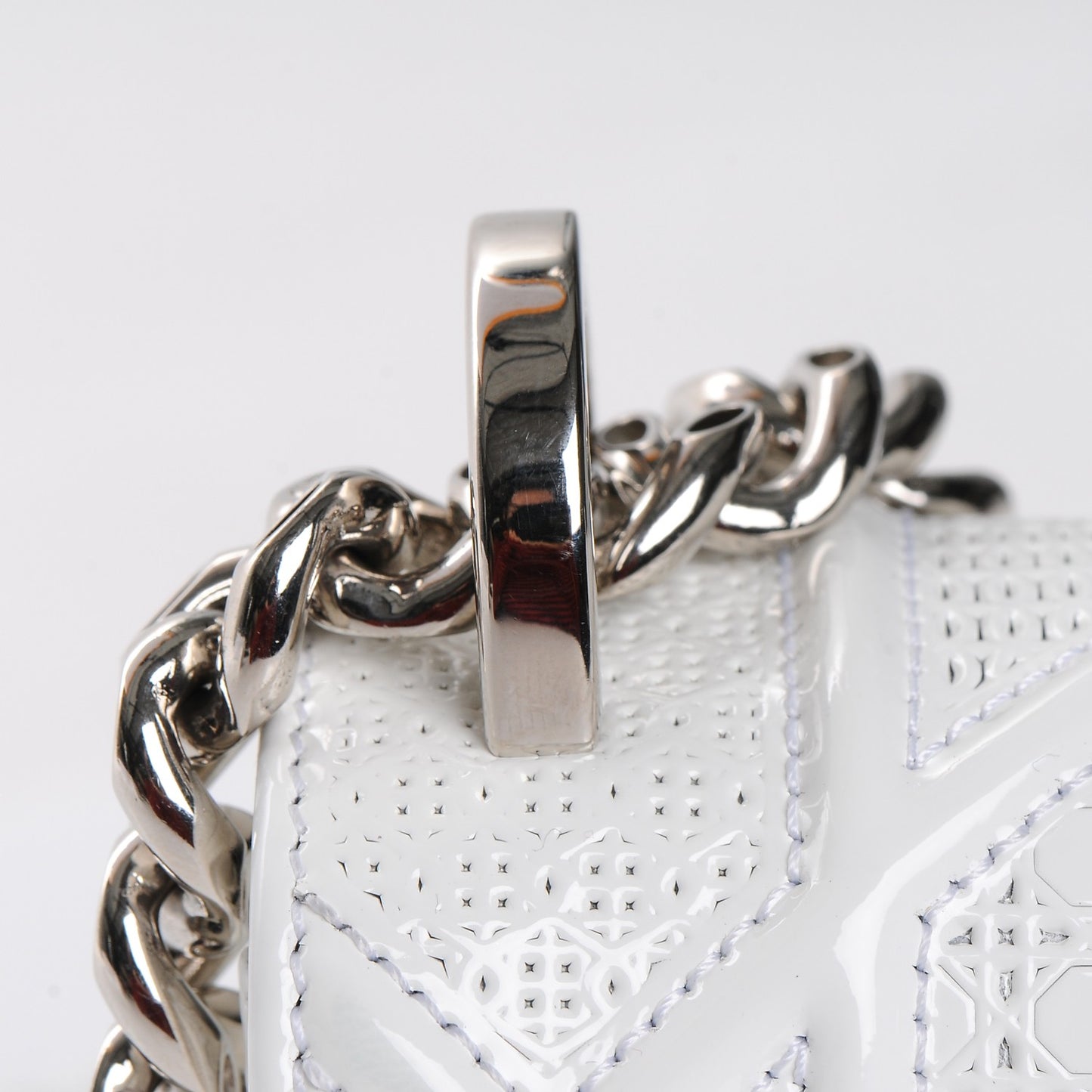 Patent Micro-Cannage Small Diorama Flap Bag White