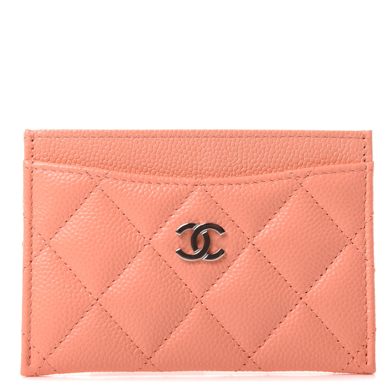 Chanel Caviar Quilted Card Holder Coral 1 of 8